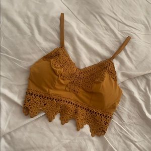 Mustard Crop Tank with Removable Padding